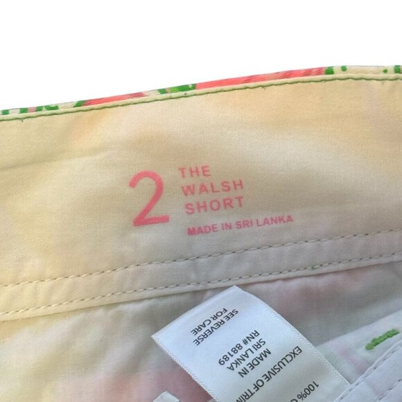 Lilly Pulitzer Walsh Flamingo Print Shorts Size 2 Green & Pink Paisley Cotton Wo - Picture 6 of 8